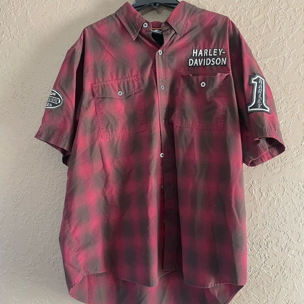 EUC 2XL Harley/Davidson button up plaid shirt